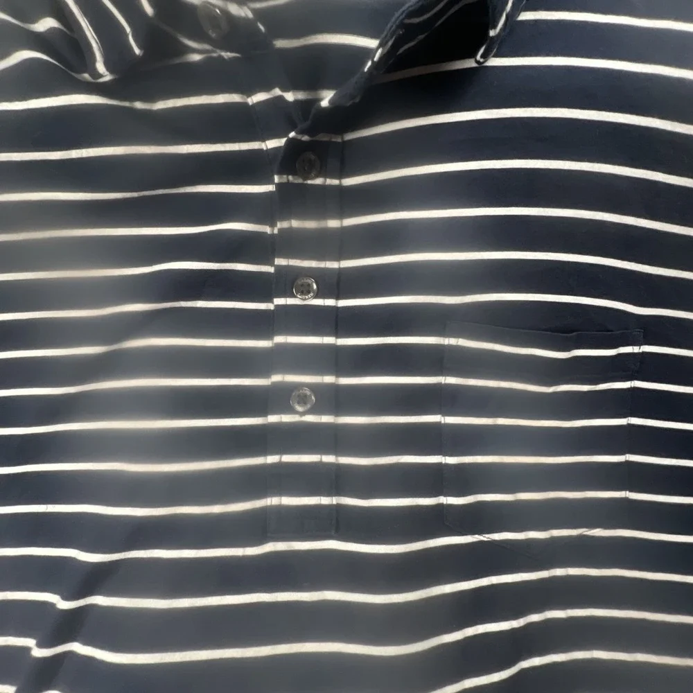 POLO Ralph Lauren Men's Classic Fit Interlock Navy Blue‎ White Stripe Shirt XXL